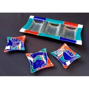 Rectangular Cocktail Dish with Three Bowls