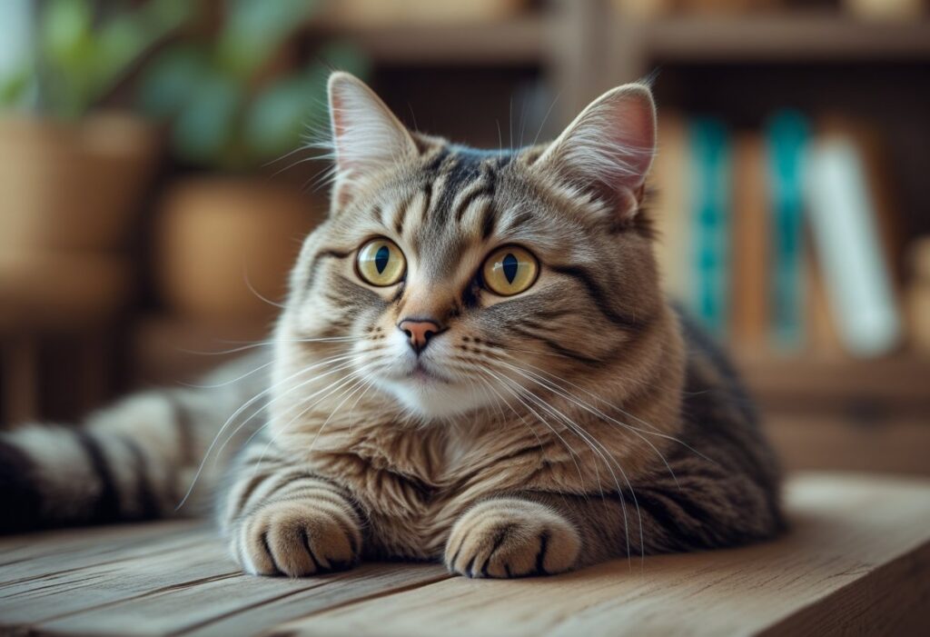 cat over a wooden table